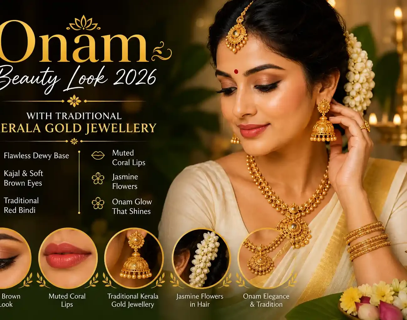 Onam Beauty Look 2026 checklist infographic