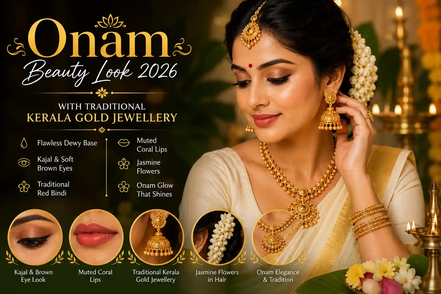 Onam Beauty Look 2026 checklist infographic